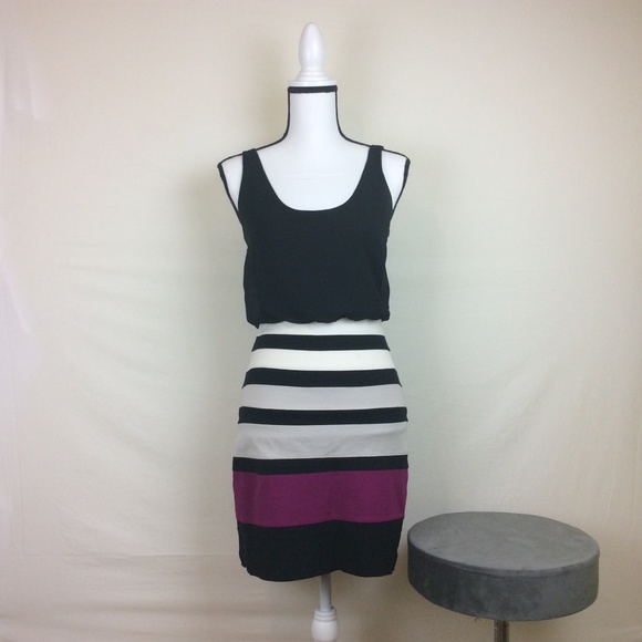 Express Women's Stripe Banded Mini Cocktail Dress - Picture 2 of 5